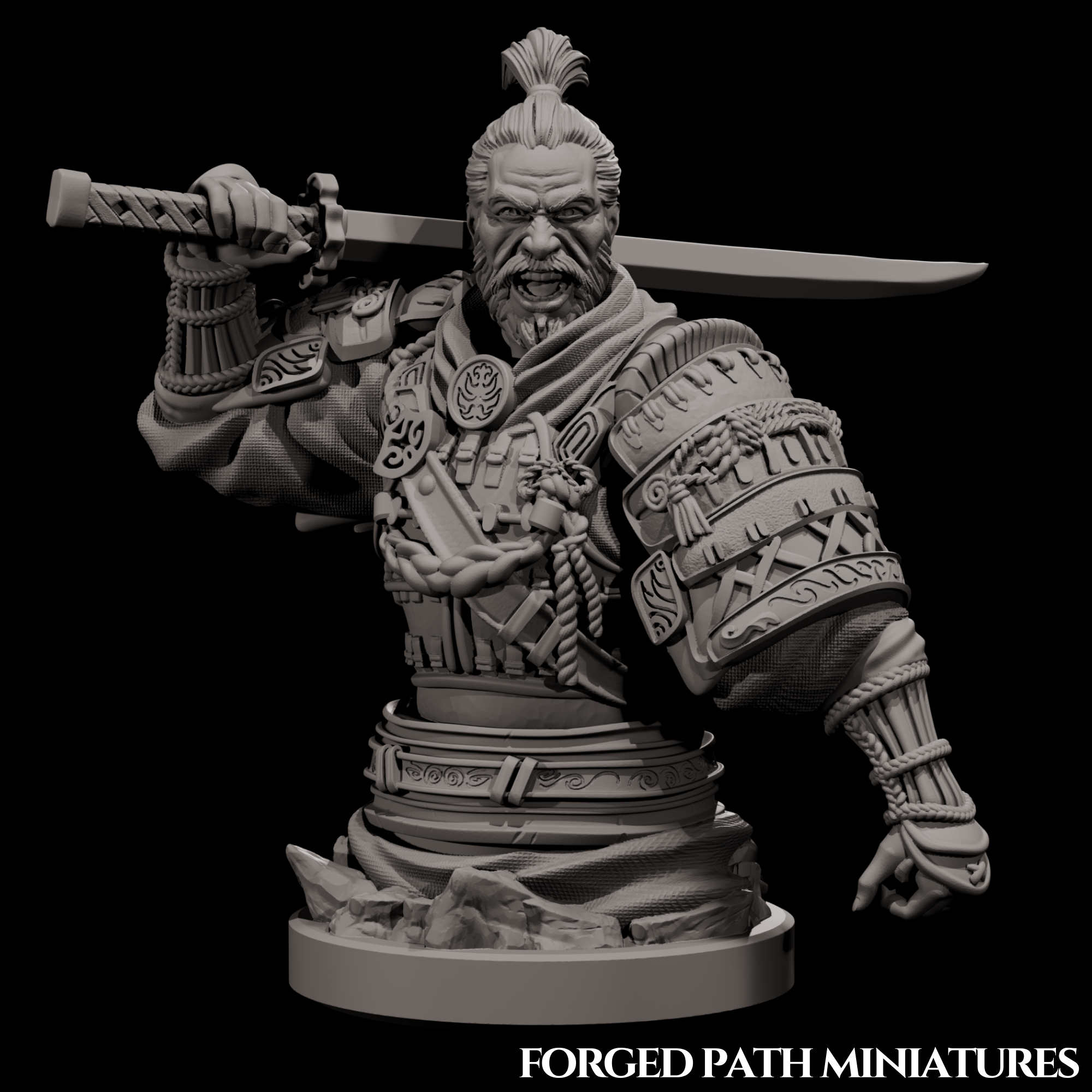 Japanese Ronin Bust – Samurai Warrior Display Model | Bushido STL Print